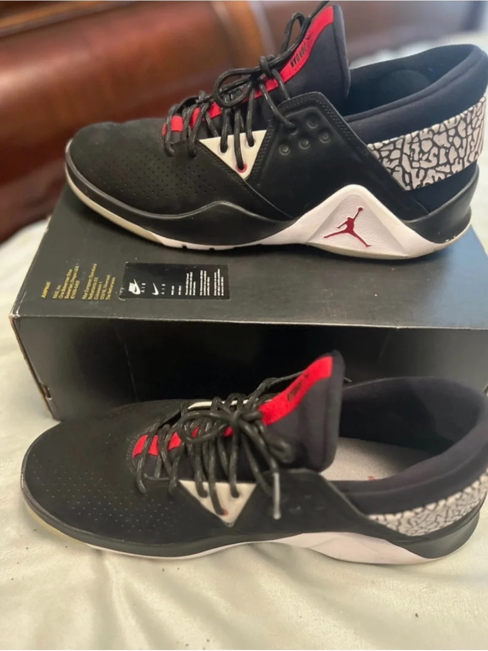 Jordan Men's Black Red and White Athletic Basketball Shoes